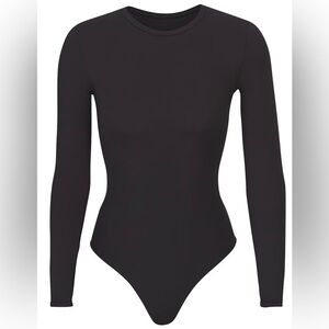 SKIMS Fits Everybody Long Sleeve Crewneck Bodysuit Onyx- Size large- NWT
